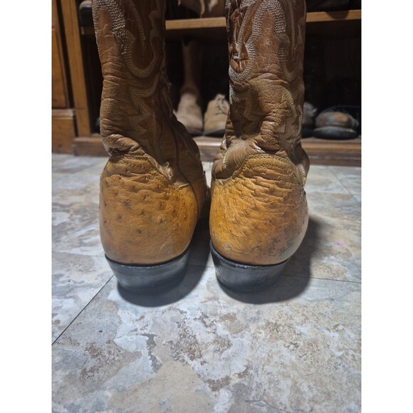 PANHANDLE SLIM  Ostrich Men\'s Boots Size 11.5D Cowboy Leather Brown Western main image 14